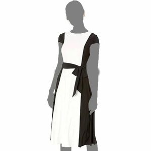 Lauren Ralph Lauren B/W A-line Midi Color Block Dress Size 14 NWT